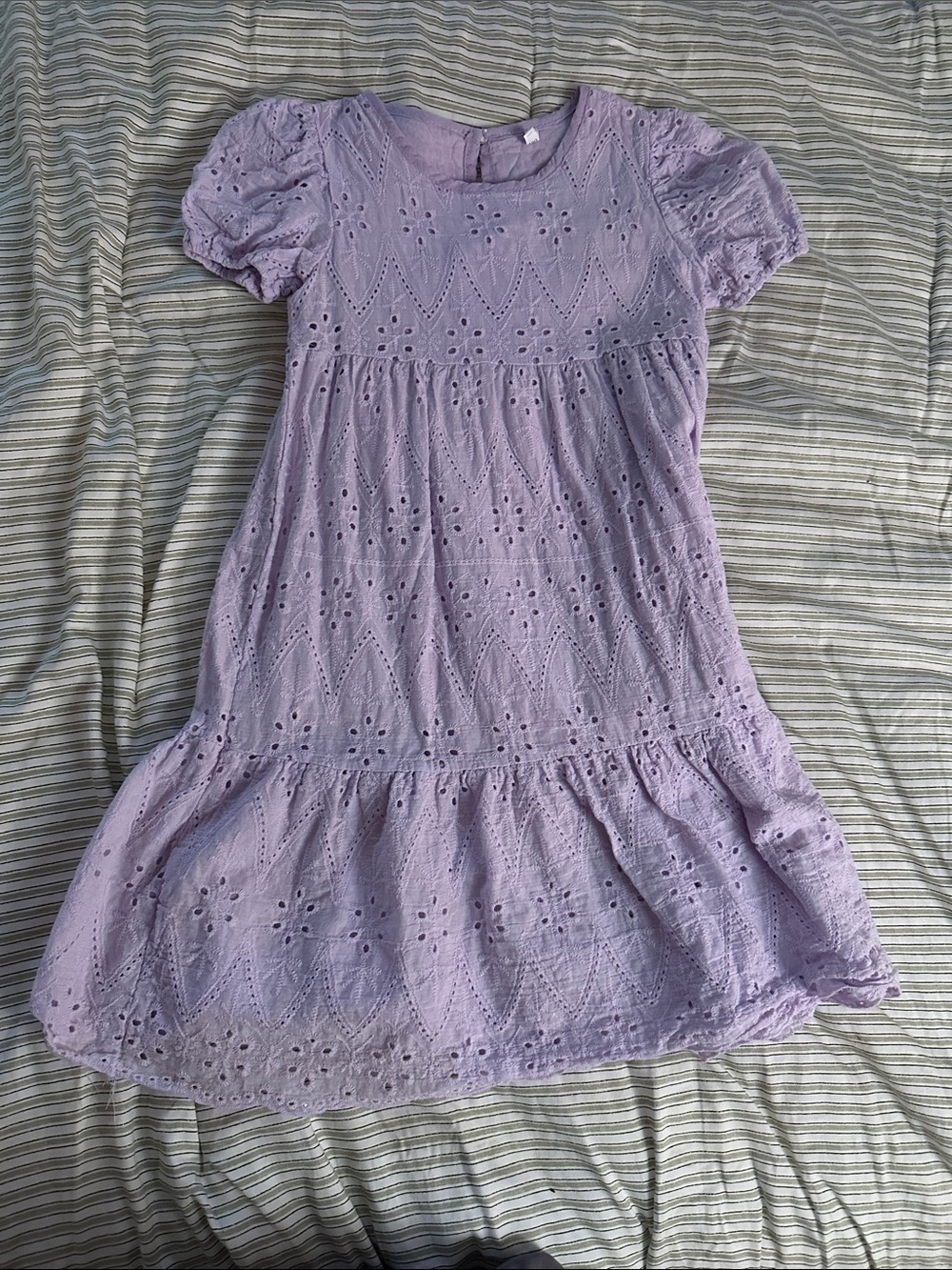 Kids Lavender Eyelet Cotton Dress